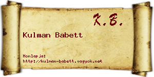 Kulman Babett névjegykártya
